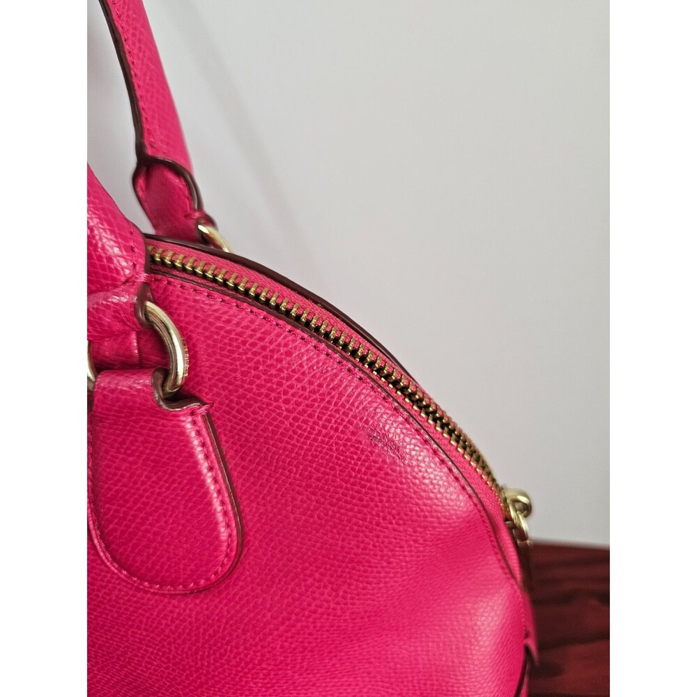 Coach Cora Dome Satchel Pink Crossgrain Leather Crossbody Gold Hardware - Picture 11 of 14